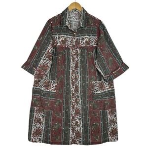 Models Coat House Dress Women's 3X Paisley Snap Front Pockets Boho Prairie Midi